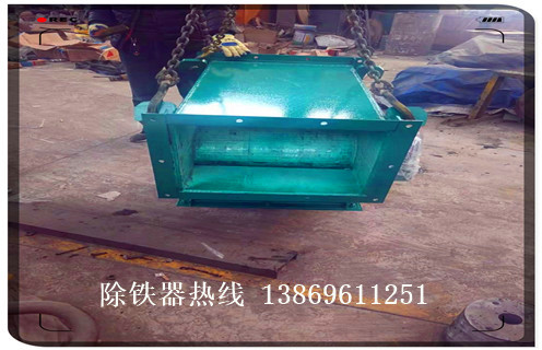 管道自卸式除鐵器，上海管道自式除鐵器_遠力江西風(fēng)送管道除鐵器應(yīng)用安裝示意圖型12000高斯_可定制工作原理